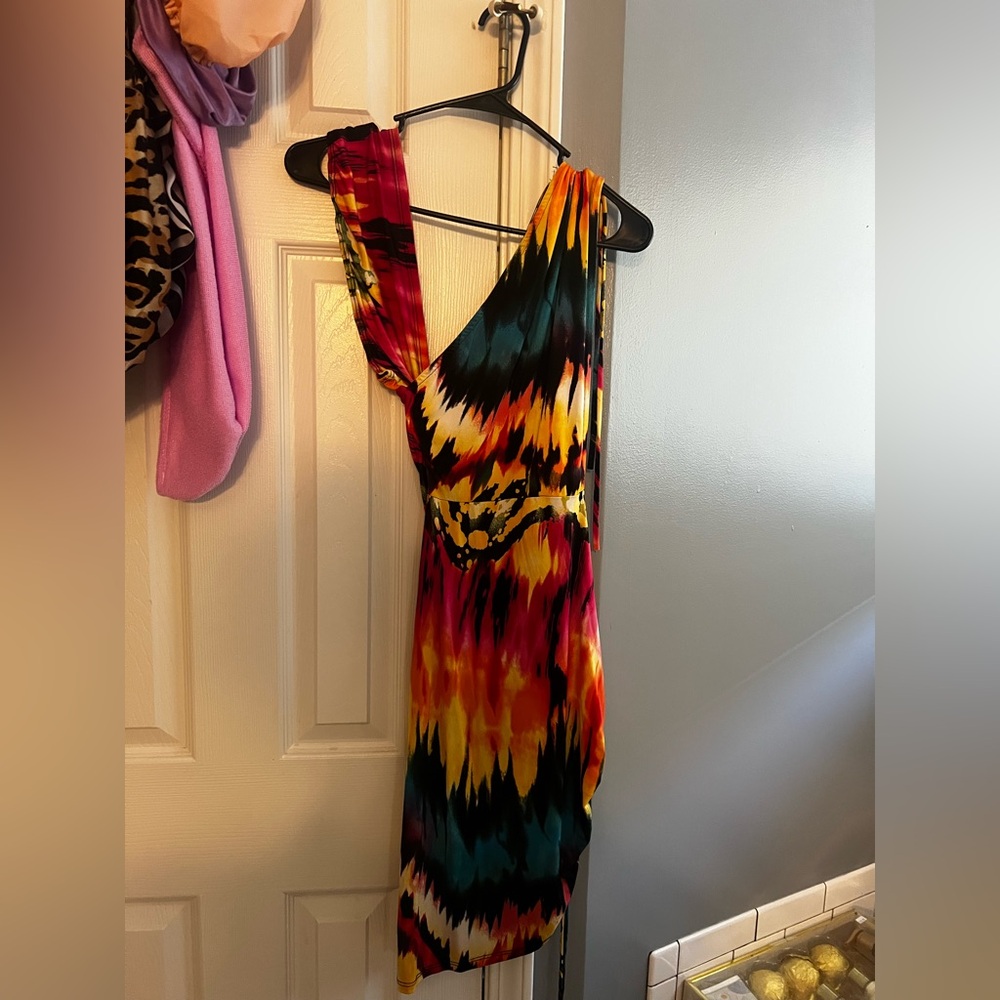 Fashion Nova One Shoulder Multicolor Dress